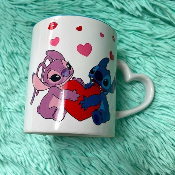 Stitch and Angel ceramic mug heart handle 14 oz - Picture 3 of 8
